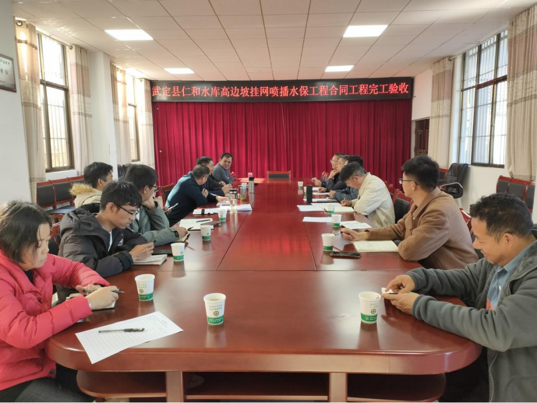 【百日攻坚】武定县仁和水库高边坡挂网喷播水保项目顺利通过竣工验收